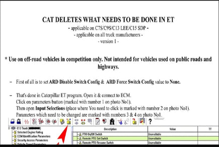 CAT C7S/C9S/C13 LEE/C15 SDP DPF DELETES User's Guide - 808TRUCK